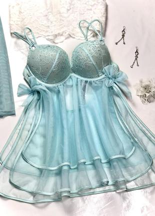 Воздушный пеньюар небесного цвета