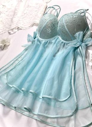 Воздушный пеньюар небесного цвета