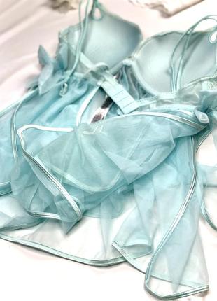 Воздушный пеньюар небесного цвета