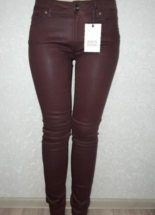Джинсы оттенка марсала z1975-zara basic dept. denim (размер 42)