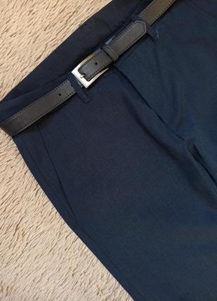 Тёмно-синие мужские зауженные классические брюки/штаны4 фото