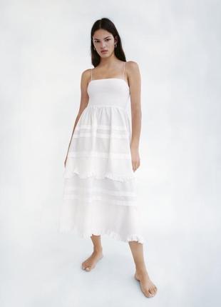 Zara белое платье, s, m