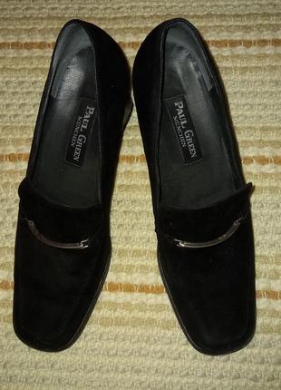 Замшевые туфли лоферы,на каблуке2 фото