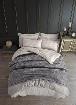 Постельное белье ранфорс евро eponj home - creative gri постільна білизна євро комплект різні