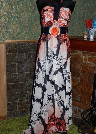 Плаття - сарафан в підлогу з поясом розмір 46