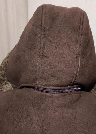 Женская дубленка р.54-56 искусственная с капюшоном теплая и легкая7 фото