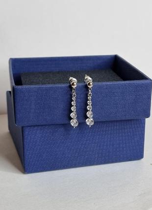 Красивые, нежные сережки,  серьги, пусеты серебро , проба 925, камни swarovski2 фото