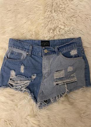 Джинсові шорти колор-блок