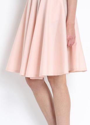 Пудровая розовая юбка солнце клеш миди с подкладкой и карманами базовая