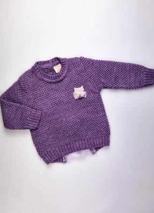 Свитер на девочку вязанный красивый кошечка фиолетовый, свитер девочка на зиму зима6 фото