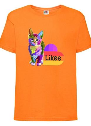 Футболка лайк likee оранжевая (lor-cat1)