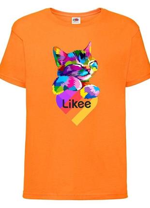 Футболка лайк likee оранжевая (lor-cat2)