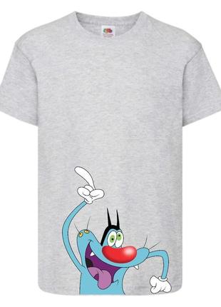 Футболка детская огги и тараканы (oggy and cockroaches) серая (top og gr4)