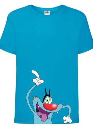 Футболка детская огги и тараканы (oggy and cockroaches) синяя (top og blu3)