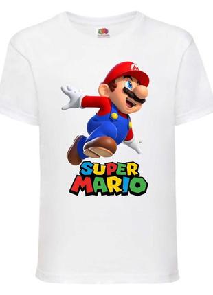 Футболка супер марио (super mario) белая (smar wh-7)