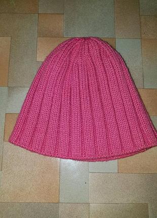 Теплая фирменная шапка, оригинал adidas 50% шерсти, цвет фуксия