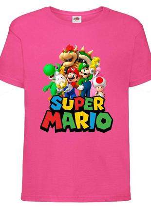Футболка супер марио (super mario) розовая (smar pin-5)