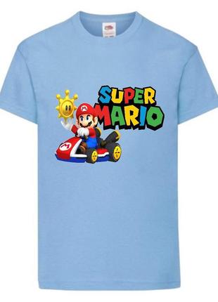 Футболка супер марио (super mario) голубая (smar sbl-9)