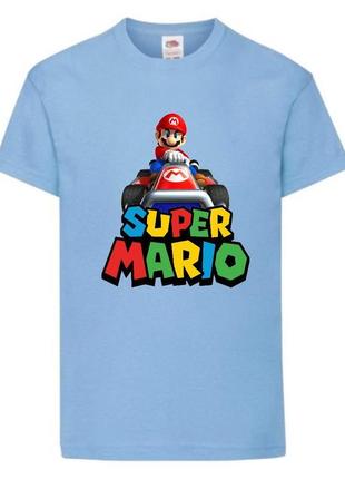 Футболка супер марио (super mario) голубая (smar sbl-03)