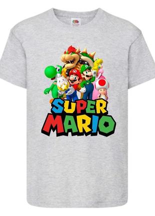 Футболка супер марио (super mario) серая (smar gr-4)