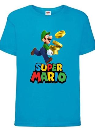 Футболка супер марио (super mario) синяя (smar blu-6)