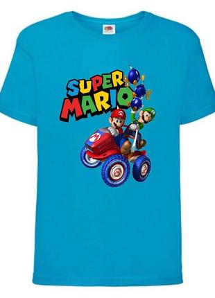 Футболка супер марио (super mario) синяя (smar blu-01)