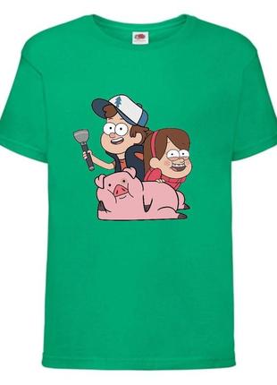 Футболка детская гравити фолз (gravity falls) зеленая (gf  grn-03)