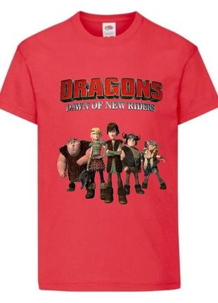 Футболка детская как приручить дракона 104-164 размер (kpd-05) красная