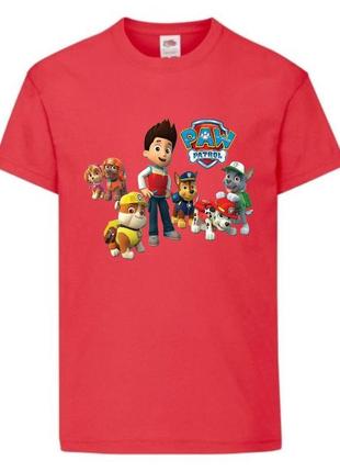 Футболка детская щенячий патруль (paw patrol) все щенки красная