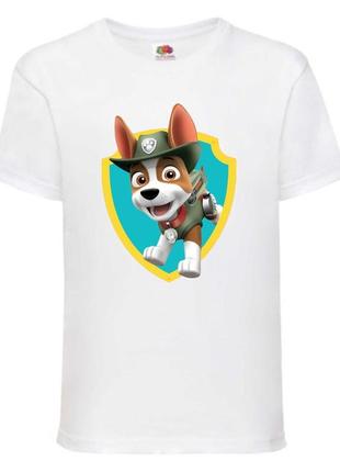 Футболка детская щенячий патруль (paw patrol-06) трекер белая