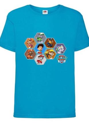 Футболка детская щенячий патруль (paw patrol-05-011) все щенки голубая