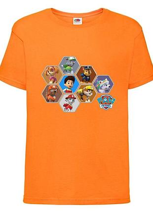Футболка детская щенячий патруль (paw patrol-05-011) все щенки оранжевая