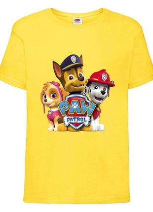 Футболка детская щенячий патруль (paw patrol-05) гончик, маршал, скай желтая