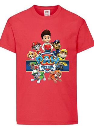 Футболка детская щенячий патруль (paw patrol-0501) все щенки красная