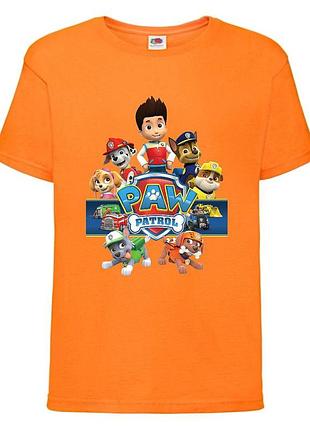 Футболка детская щенячий патруль (paw patrol-0501) все щенки оранжевая