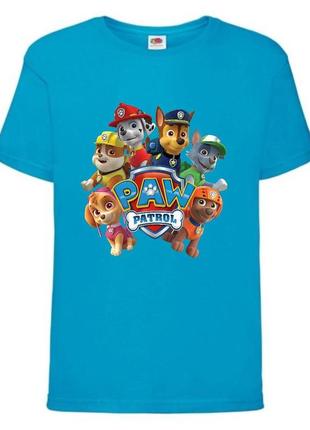 Футболка детская щенячий патруль (paw patrol-05) все щенки голубая