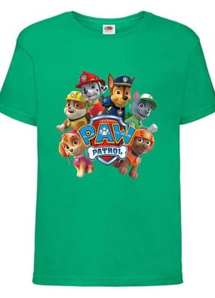 Футболка детская щенячий патруль (paw patrol-05) все щенки зеленая