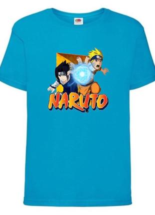 Футболка наруто (naruto - 0031) голубая 104-116-128-140-152-164 размер