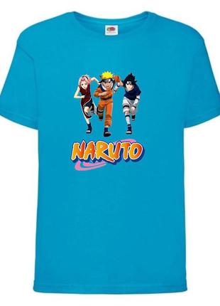 Футболка наруто (naruto - 0041) голубая 104-116-128-140-152-164 размер
