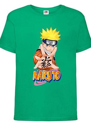 Футболка наруто (naruto - 0048) зеленая 104-116-128-140-152-164 размер