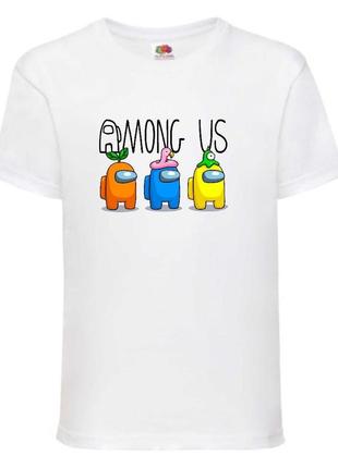Футболка амонг ас (among us-009) белая 116-128-140-152-164 размер
