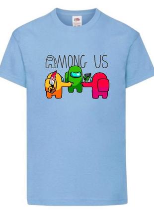 Футболка амонг ас (among us-001) голубая 116-128-140-152-164 размер