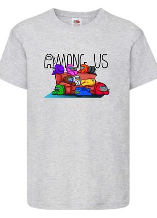 Футболка амонг ас (among us-009) серая 116-128-140-152-164 размер