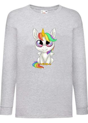 Лонгслив реглан единорог (edinorog-0019) серый, размеры 116-128-140-152-164