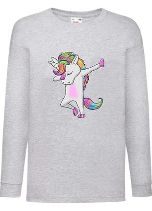 Лонгслив реглан единорог (edinorog-0035) серый, размеры 116-128-140-152-164