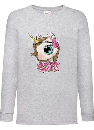 Лонгслив реглан единорог (edinorog-0041) серый, размеры 116-128-140-152-164
