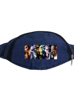 Сумка бананка мортал комбат на пояс cappuccino (mortal combat 003-blue) синий