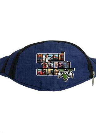 Сумка бананка gta на пояс cappuccino (gta 001-blue) синий