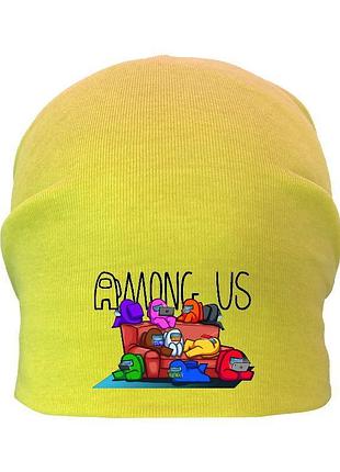Шапка детская амонг ас желтая (au-006) размеры 50-52 см, 54-56 см