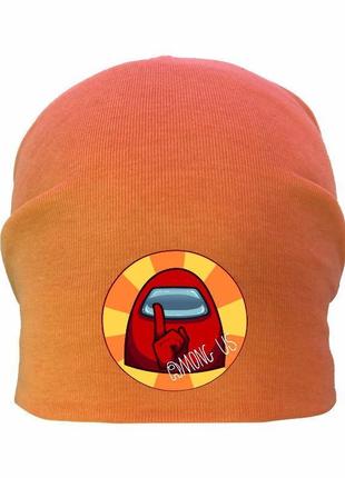 Шапка детская амонг ас оранжевая (au-003) размеры 50-52 см, 54-56 см